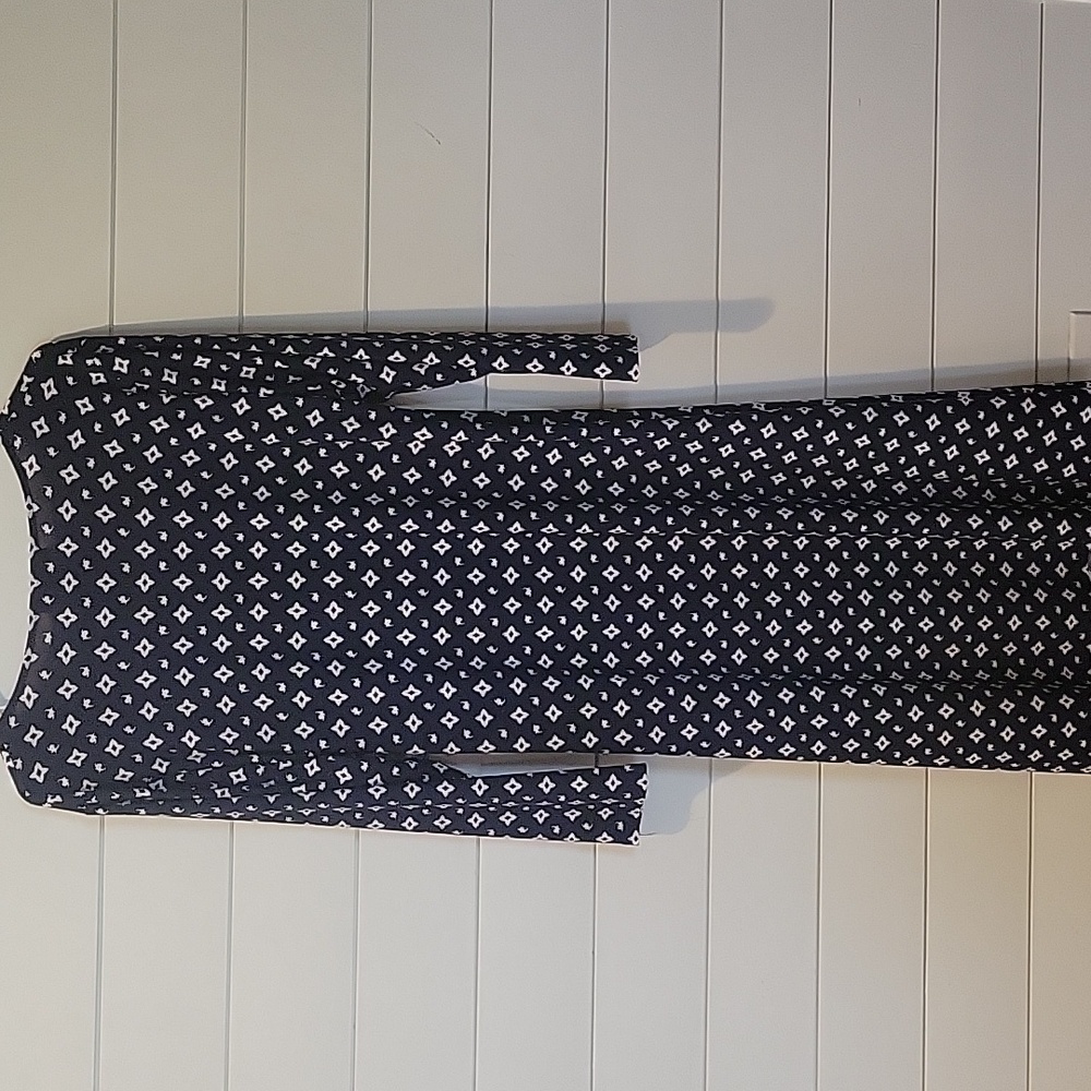 LAUREN RALPH LAUREN RUCHED DRESS  XL  NAVY/WHITE - Picture 5 of 14